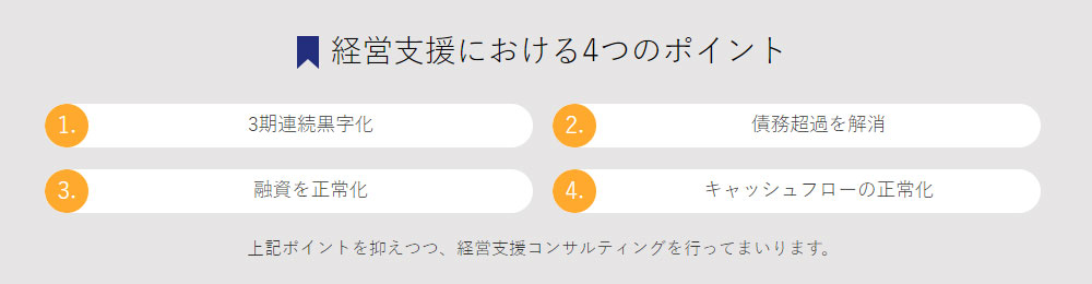 ファクタリングジャパンの経営支援における4つのポイント